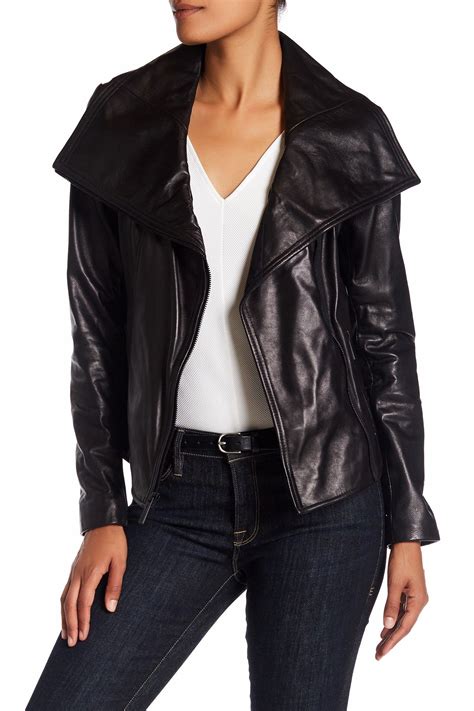 michael kors shawl collar leather jacket